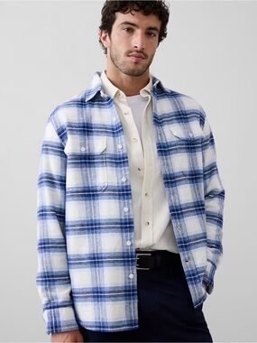 Banana Republic Blue & White Plaid Button-Up Shirt Men’s L